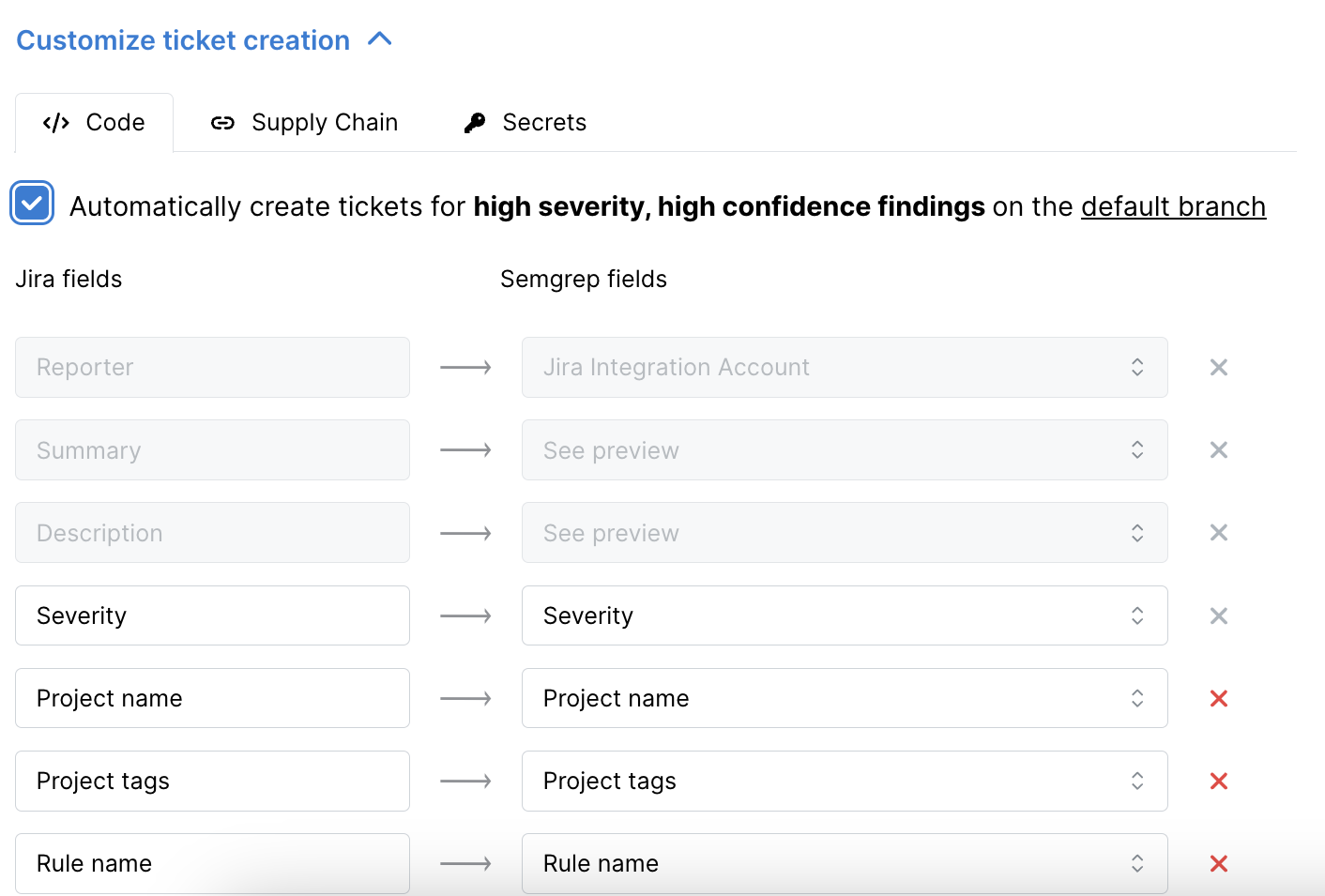 Jira field mappin