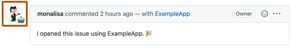 GitHub ExampleApp performing an action on behalf of a user.