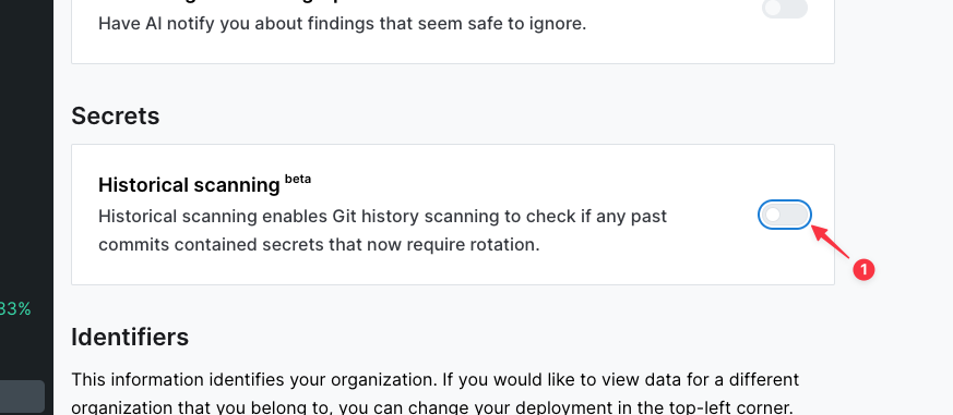 Historical scanning settings toggle