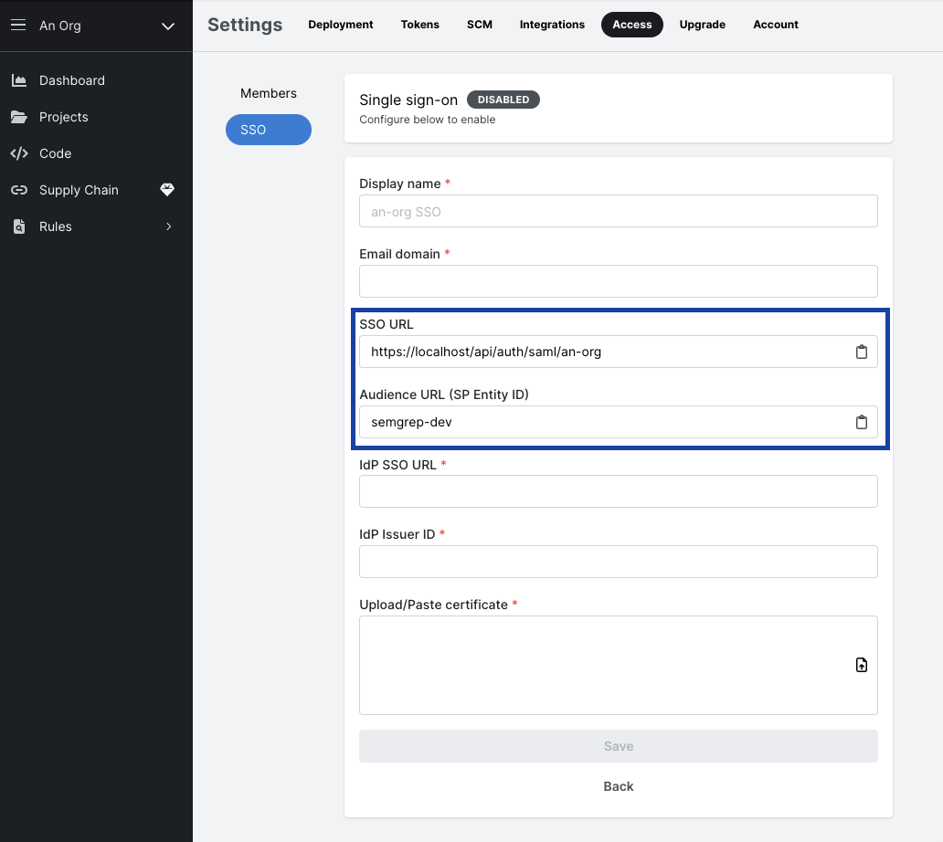 Finding Single sign on URL, and Audience URI via Semgrep AppSec Platform